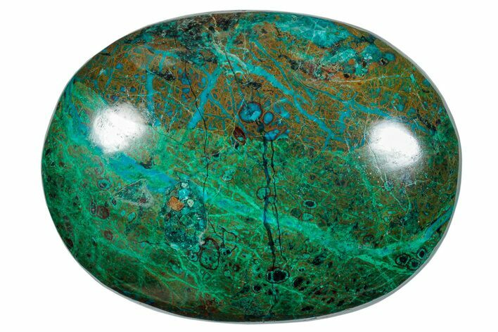 Polished Chrysocolla and Malachite Palm Stone - Peru #258688